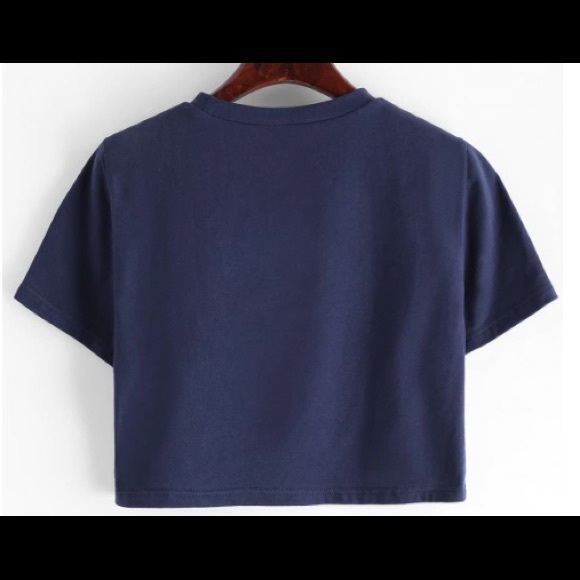 Zaful Cropped Ditsy Floral Embroidered Tee - Picture 2 of 5